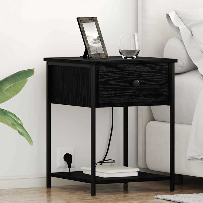 Dulap de noapte cu sertar 2 pcs Stejar Negru 42 x 41 x 56 cm - WALTI WALTI