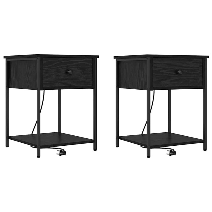 Dulap de noapte cu sertar 2 pcs Stejar Negru 42 x 41 x 56 cm - WALTI WALTI
