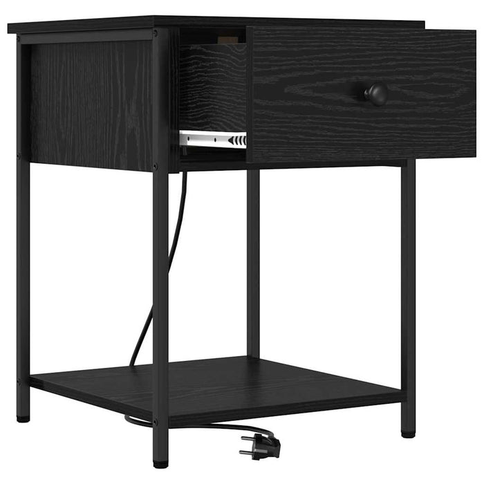 Dulap de noapte cu sertar 2 pcs Stejar Negru 42 x 41 x 56 cm - WALTI WALTI