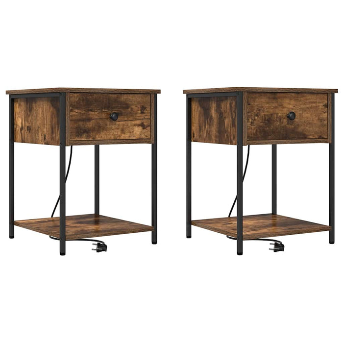 Dulap de noapte cu sertar 2 pcs Stejar fumuriu 42 x 41 x 56 cm - WALTI WALTI