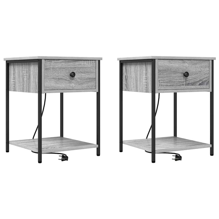 Dulap de noapte 2 pcs Gri Sonoma 42 x 41 x 56 cm Lemn compozit - WALTI WALTI