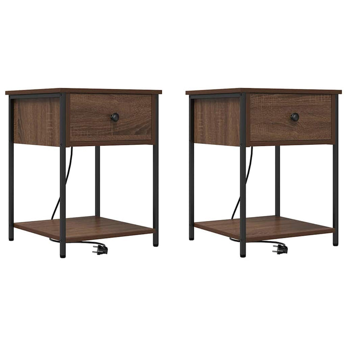 Dulap de noapte cu sertar 2 pcs Stejar închis 42 x 41 x 56 cm - WALTI WALTI