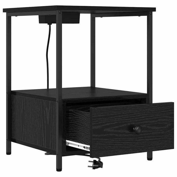 Dulap de noapte Stejar Negru 42 x 41 x 56 cm Lemn compozit - WALTI WALTI
