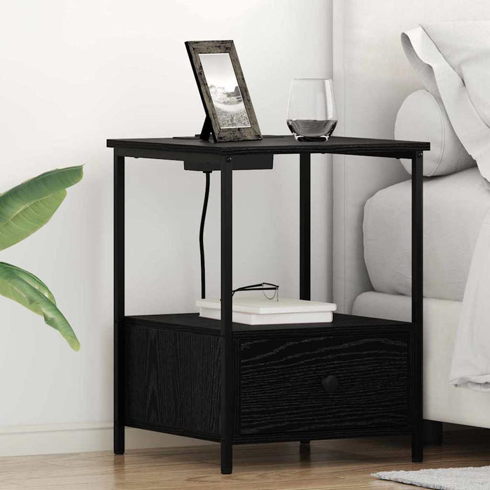 Dulap de noapte cu sertar 2 pcs Stejar Negru 42 x 41 x 56 cm - WALTI WALTI