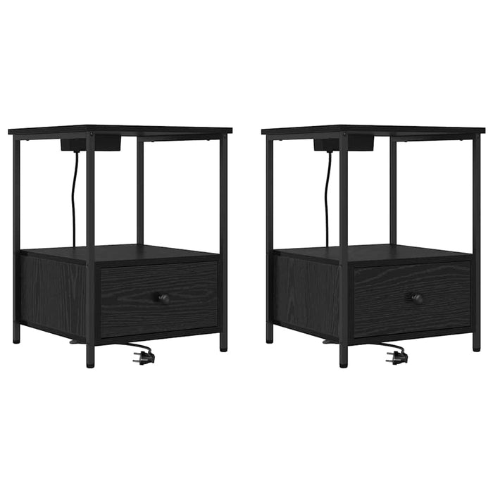 Dulap de noapte cu sertar 2 pcs Stejar Negru 42 x 41 x 56 cm - WALTI WALTI