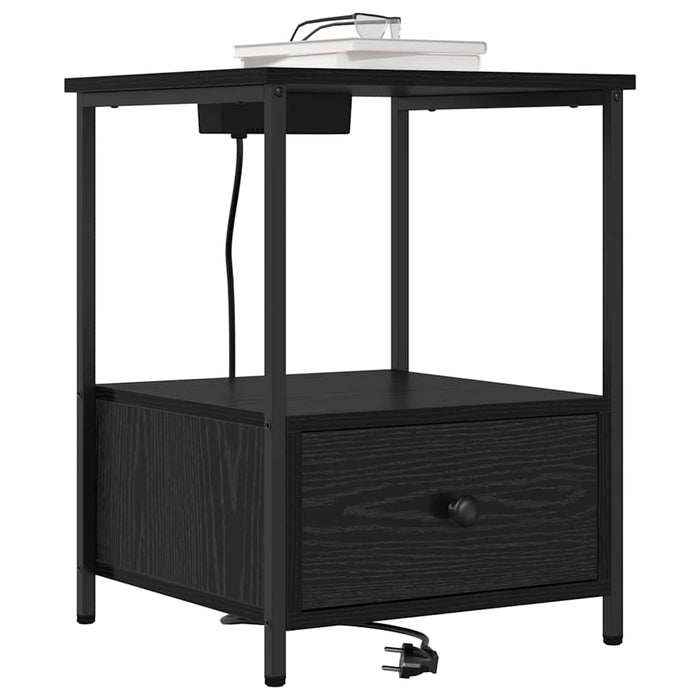 Dulap de noapte cu sertar 2 pcs Stejar Negru 42 x 41 x 56 cm - WALTI WALTI