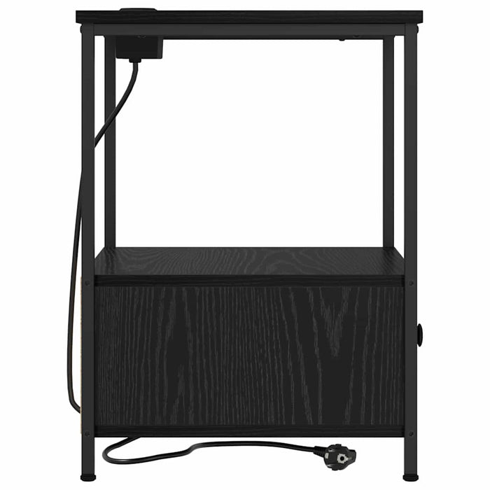 Dulap de noapte cu sertar 2 pcs Stejar Negru 42 x 41 x 56 cm - WALTI WALTI