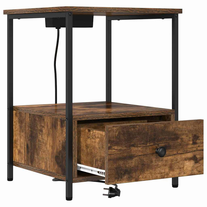 Dulap de noapte Stejar fumuriu 42 x 41 x 56 cm Lemn compozit - WALTI WALTI