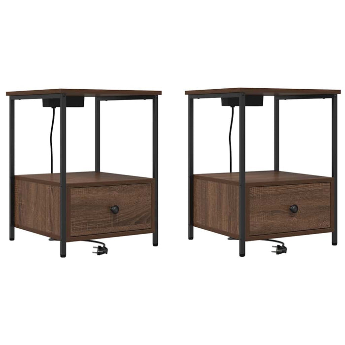 Dulap de noapte cu sertar 2 pcs Stejar închis 42 x 41 x 56 cm - WALTI WALTI