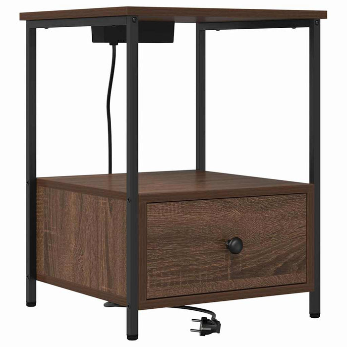 Dulap de noapte cu sertar 2 pcs Stejar închis 42 x 41 x 56 cm - WALTI WALTI