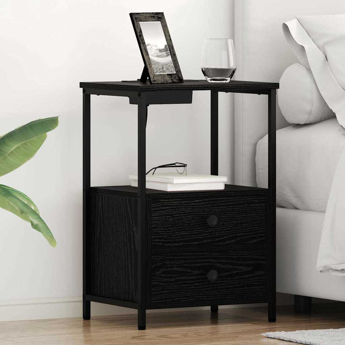 Dulap de noapte Stejar Negru 40 x 31 x 60 cm Lemn compozit - WALTI WALTI