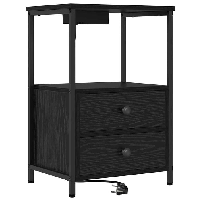 Dulap de noapte Stejar Negru 40 x 31 x 60 cm Lemn compozit - WALTI WALTI