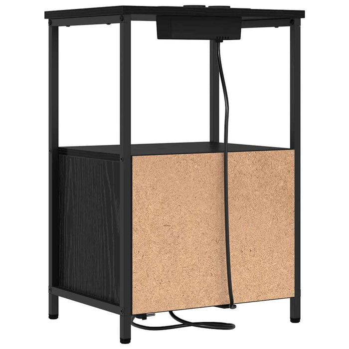 Dulap de noapte Stejar Negru 40 x 31 x 60 cm Lemn compozit - WALTI WALTI