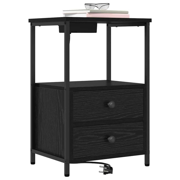 Dulap de noapte cu sertar 2 pcs Stejar Negru 40 x 31 x 60 cm - WALTI WALTI
