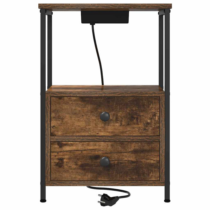 Dulap de noapte Stejar fumuriu 40 x 31 x 60 cm Lemn compozit - WALTI WALTI