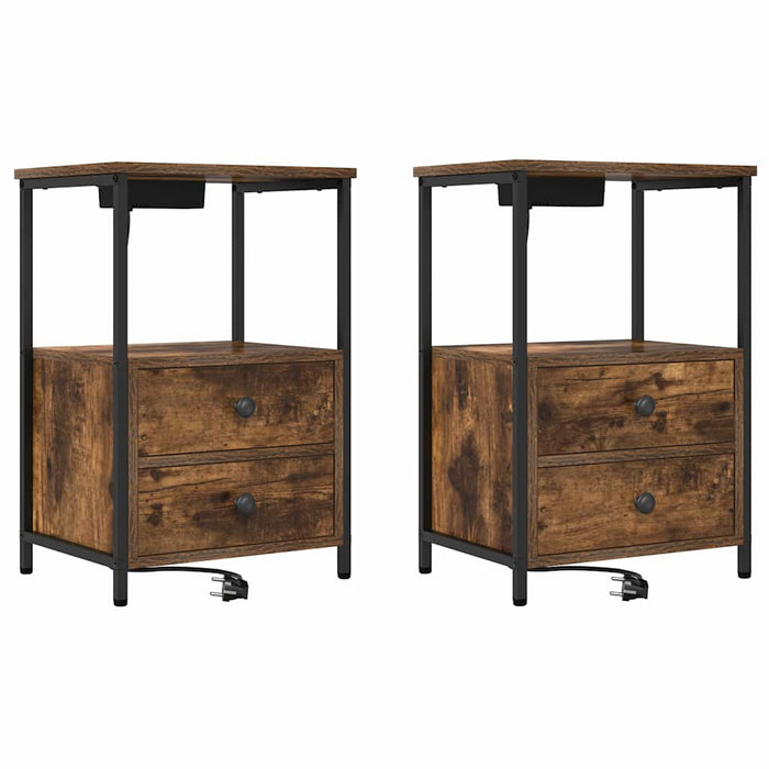 Dulap de noapte cu sertar 2 pcs Stejar fumuriu 40 x 31 x 60 cm - WALTI WALTI