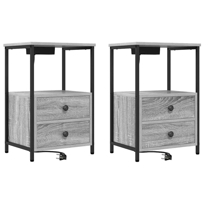Dulap de noapte 2 pcs Gri Sonoma 40 x 31 x 60 cm Lemn compozit - WALTI WALTI
