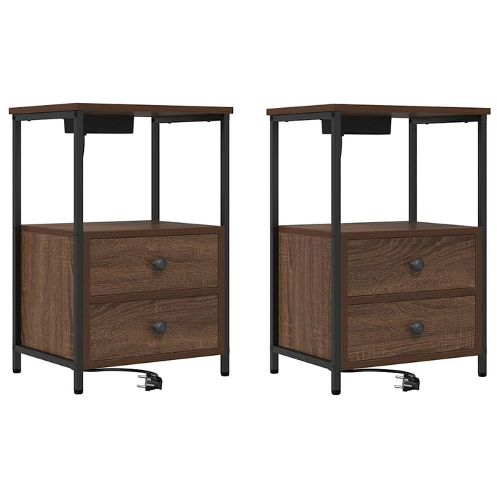 Dulap de noapte cu sertar 2 pcs Stejar închis 40 x 31 x 60 cm - WALTI WALTI