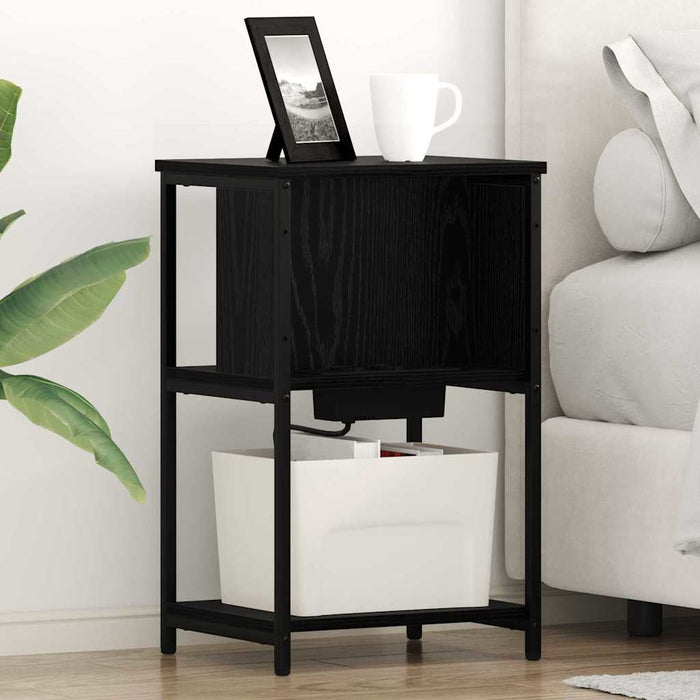 Dulap de noapte Stejar Negru 38 x 31 x 61 cm Lemn compozit - WALTI WALTI