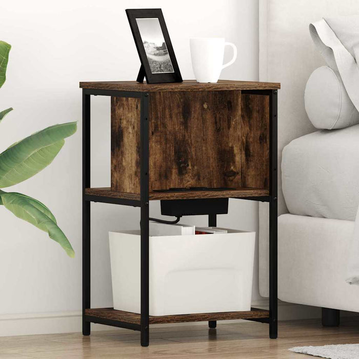 Dulap de noapte Stejar fumuriu 38 x 31 x 61 cm Lemn compozit - WALTI WALTI
