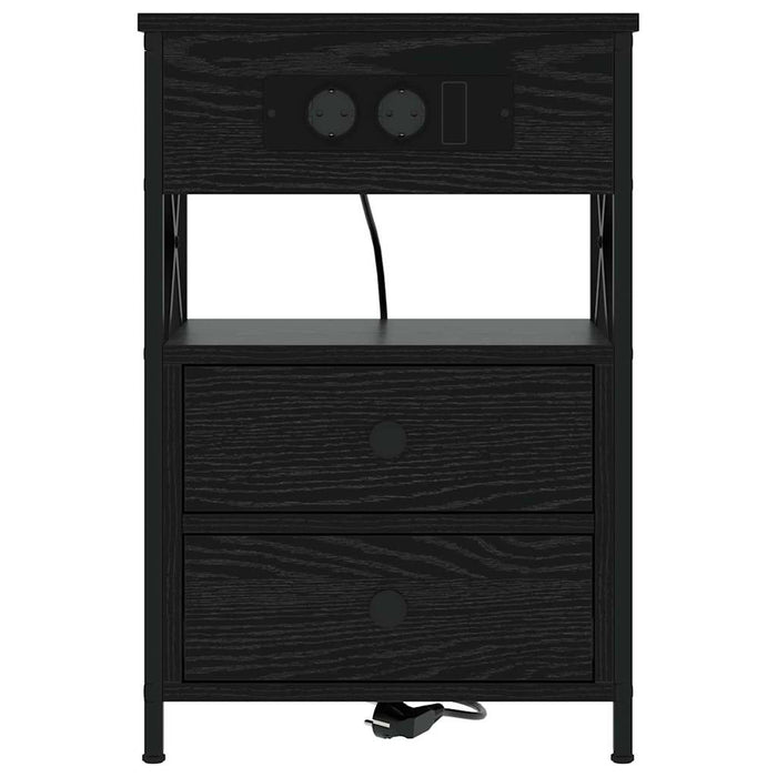 Dulap de noapte Stejar Negru 40 x 31 x 60 cm Lemn compozit - WALTI WALTI