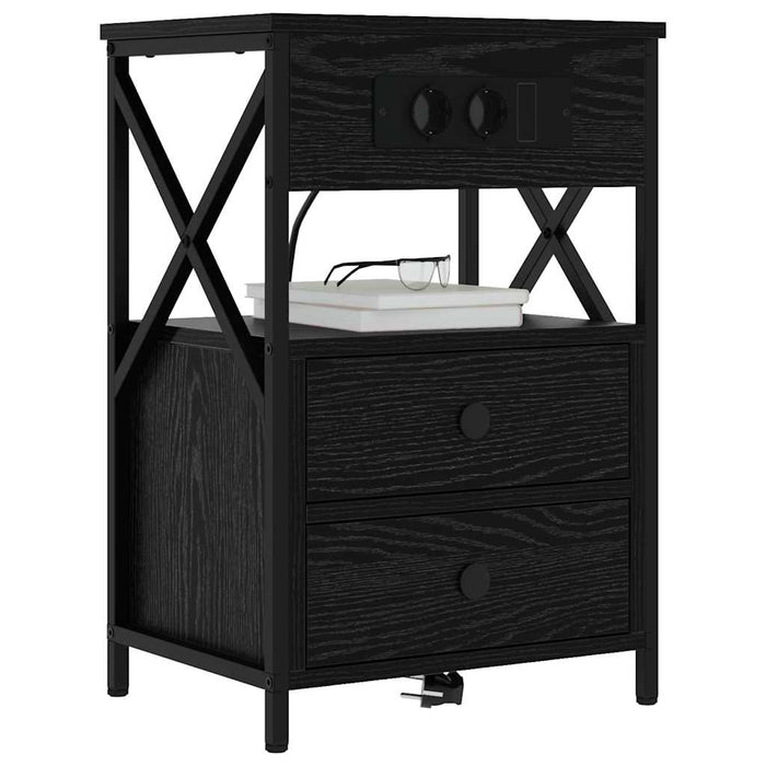 Dulap de noapte Stejar Negru 40 x 31 x 60 cm Lemn compozit - WALTI WALTI