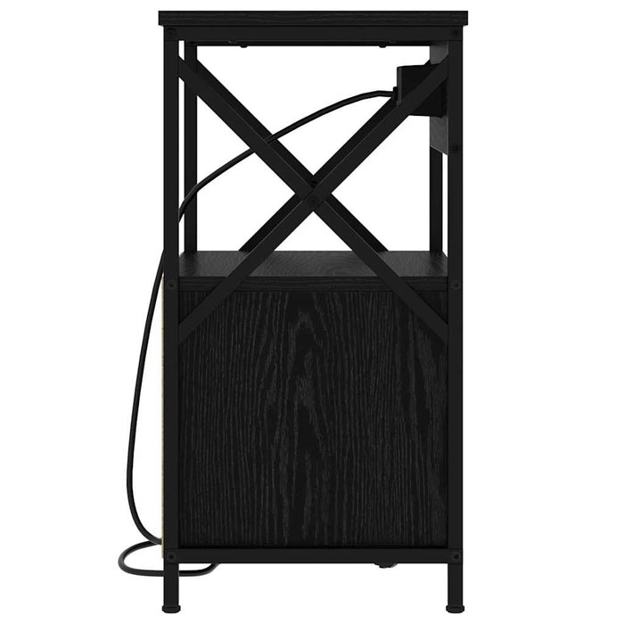 Dulap de noapte Stejar Negru 40 x 31 x 60 cm Lemn compozit - WALTI WALTI