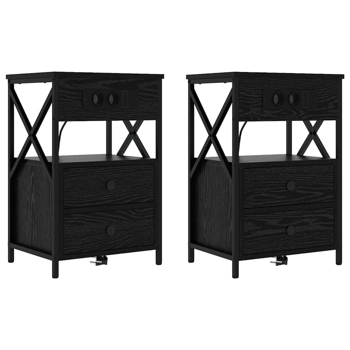 Dulap de noapte cu sertar 2 pcs Stejar Negru 40 x 31 x 60 cm - WALTI WALTI