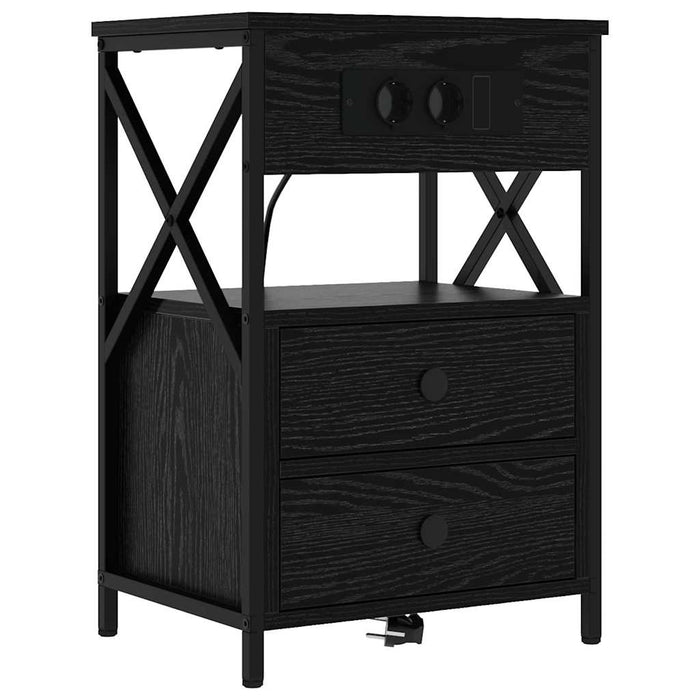 Dulap de noapte cu sertar 2 pcs Stejar Negru 40 x 31 x 60 cm - WALTI WALTI