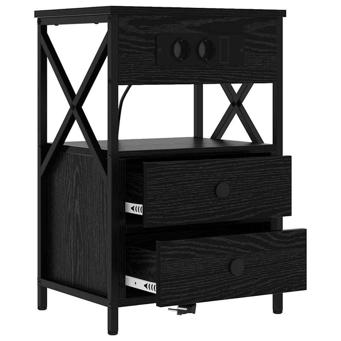 Dulap de noapte cu sertar 2 pcs Stejar Negru 40 x 31 x 60 cm - WALTI WALTI