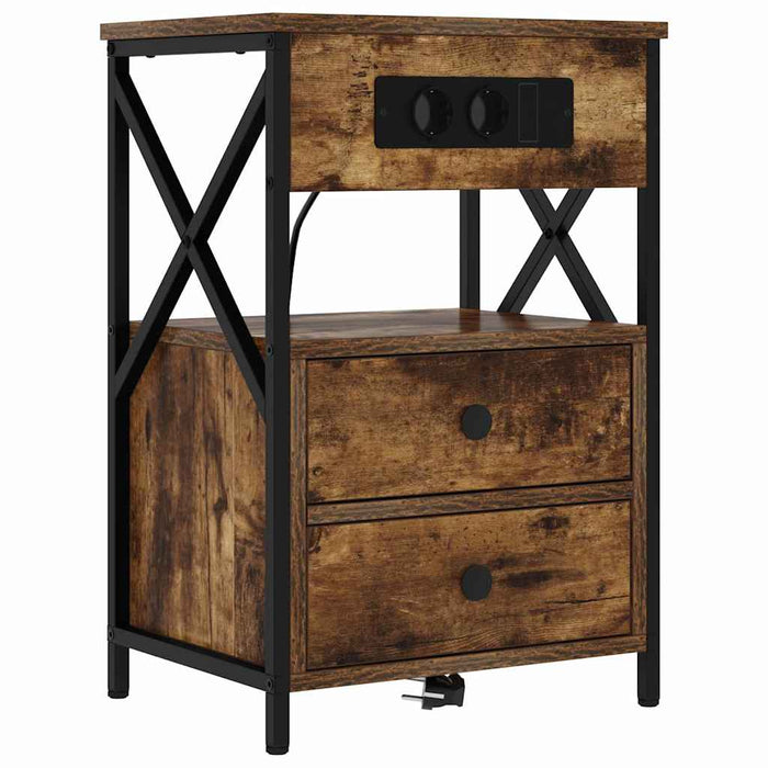 Dulap de noapte Stejar fumuriu 40 x 31 x 60 cm Lemn compozit - WALTI WALTI