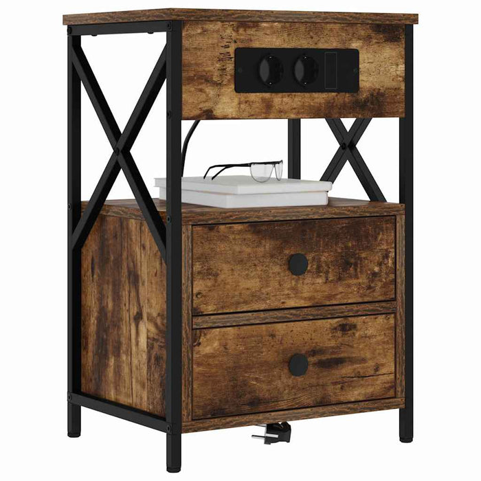Dulap de noapte Stejar fumuriu 40 x 31 x 60 cm Lemn compozit - WALTI WALTI