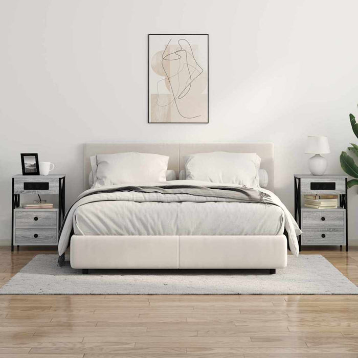 Dulap de noapte 2 pcs Gri Sonoma 40 x 31 x 60 cm Lemn compozit - WALTI WALTI