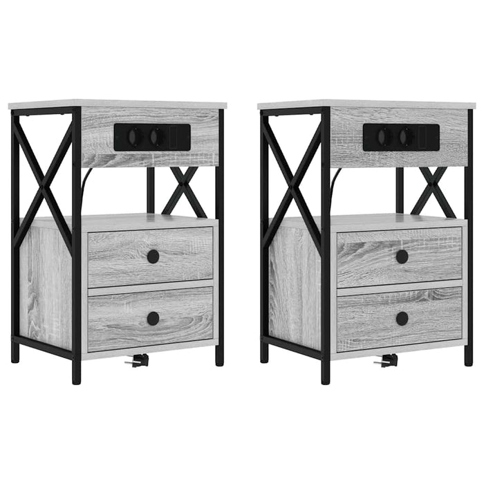 Dulap de noapte 2 pcs Gri Sonoma 40 x 31 x 60 cm Lemn compozit - WALTI WALTI