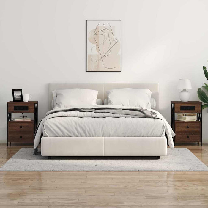 Dulap de noapte cu sertar 2 pcs Stejar închis 40 x 31 x 60 cm - WALTI WALTI