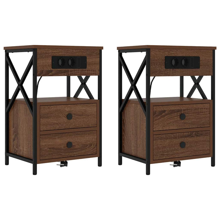 Dulap de noapte cu sertar 2 pcs Stejar închis 40 x 31 x 60 cm - WALTI WALTI