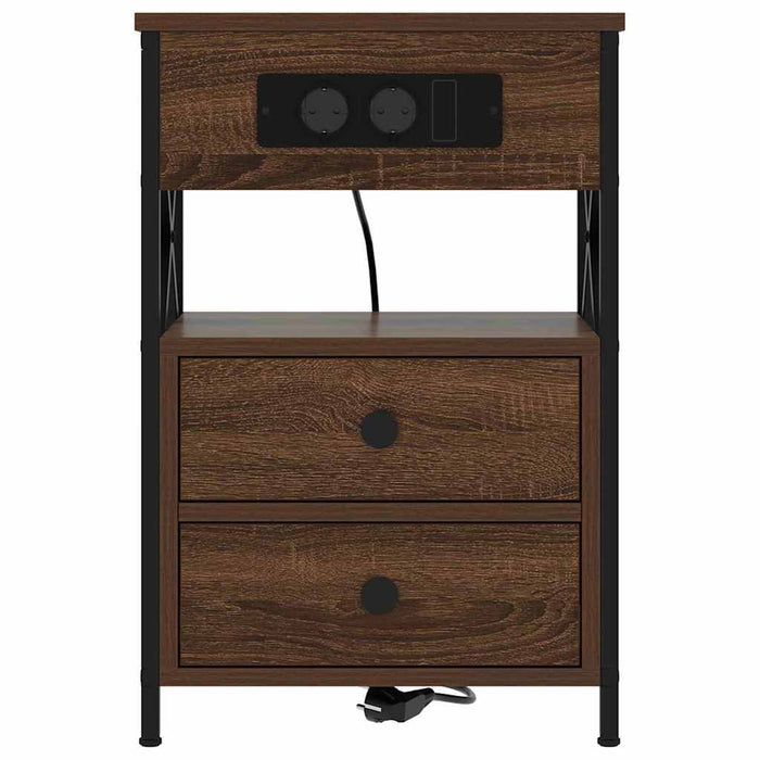 Dulap de noapte cu sertar 2 pcs Stejar închis 40 x 31 x 60 cm - WALTI WALTI