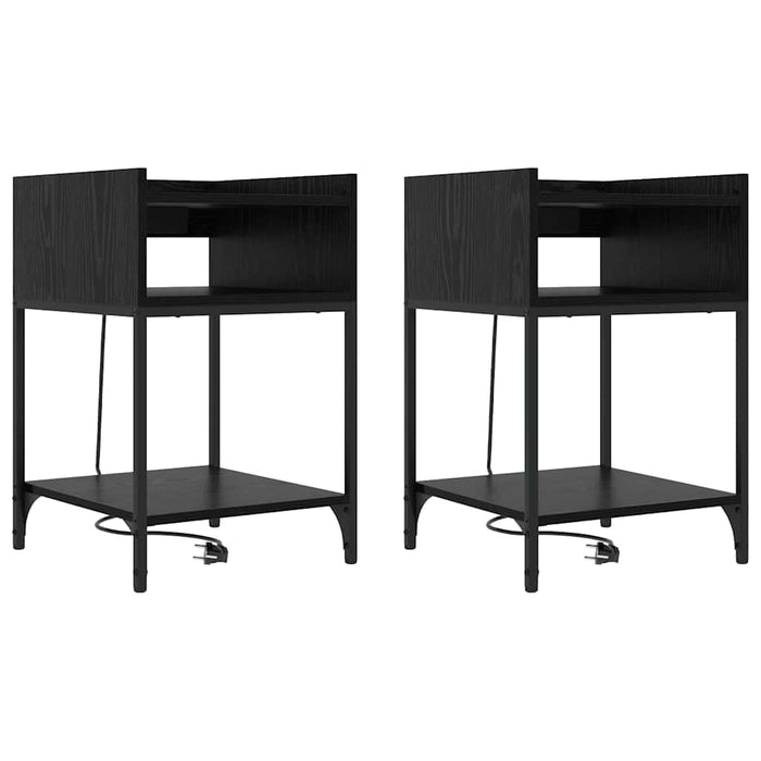 Dulap de noapte cu raft 2 pcs Stejar Negru 40 x 40 x 61 cm - WALTI WALTI