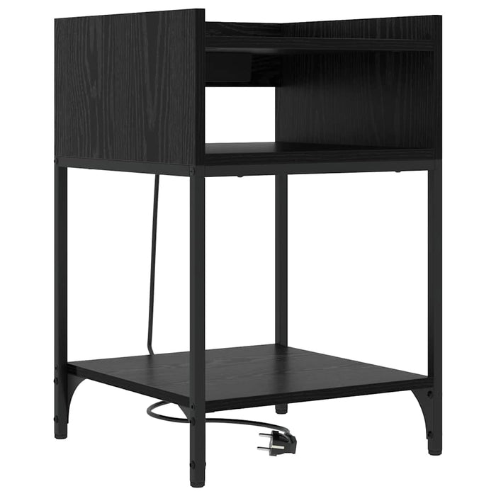 Dulap de noapte cu raft 2 pcs Stejar Negru 40 x 40 x 61 cm - WALTI WALTI