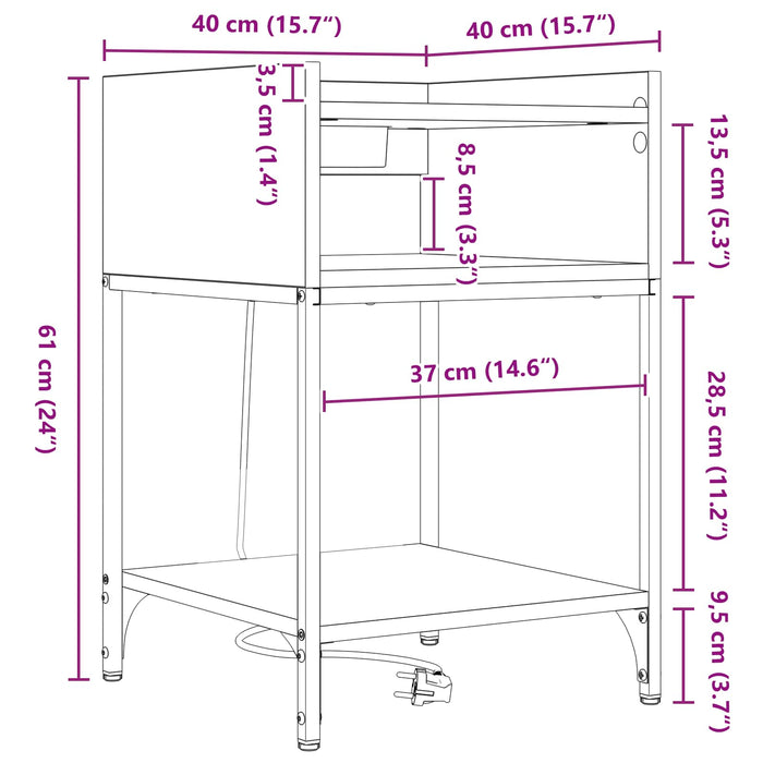 Dulap de noapte Stejar Sonoma 40 x 40 x 61 cm Lemn compozit - WALTI WALTI