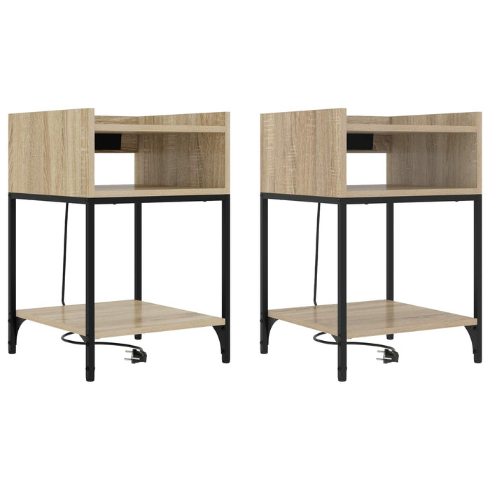 Dulap de noapte cu raft 2 pcs Stejar Sonoma 40 x 40 x 61 cm - WALTI WALTI