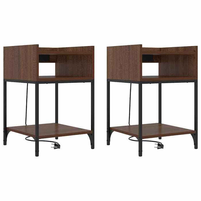 Dulap de noapte cu raft 2 pcs Stejar închis 40 x 40 x 61 cm - WALTI WALTI