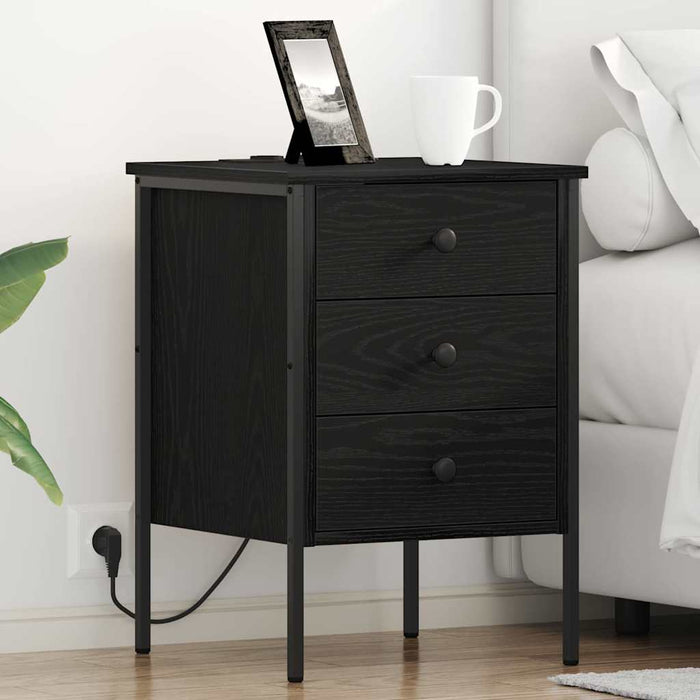 Dulap de noapte Stejar Negru 42 x 41 x 61 cm Lemn compozit - WALTI WALTI