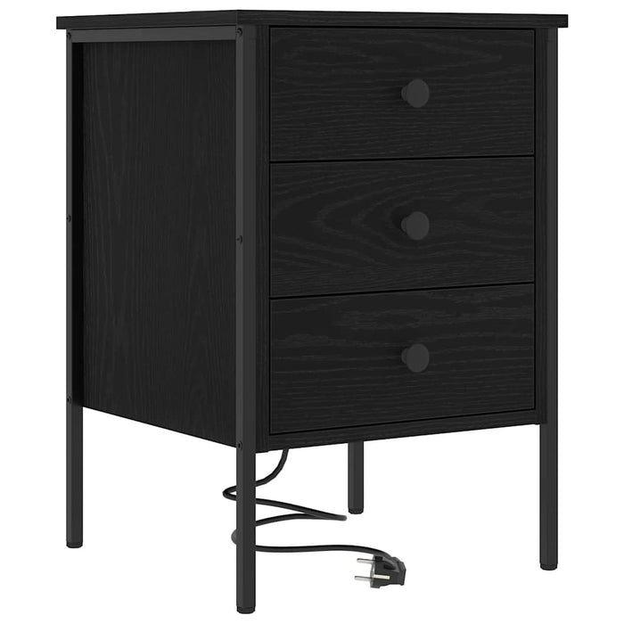 Dulap de noapte Stejar Negru 42 x 41 x 61 cm Lemn compozit - WALTI WALTI