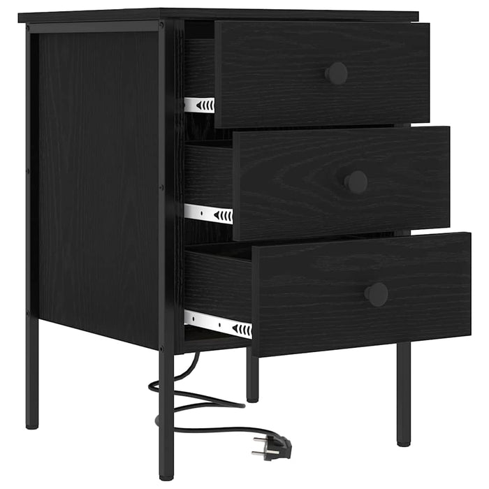 Dulap de noapte Stejar Negru 42 x 41 x 61 cm Lemn compozit - WALTI WALTI