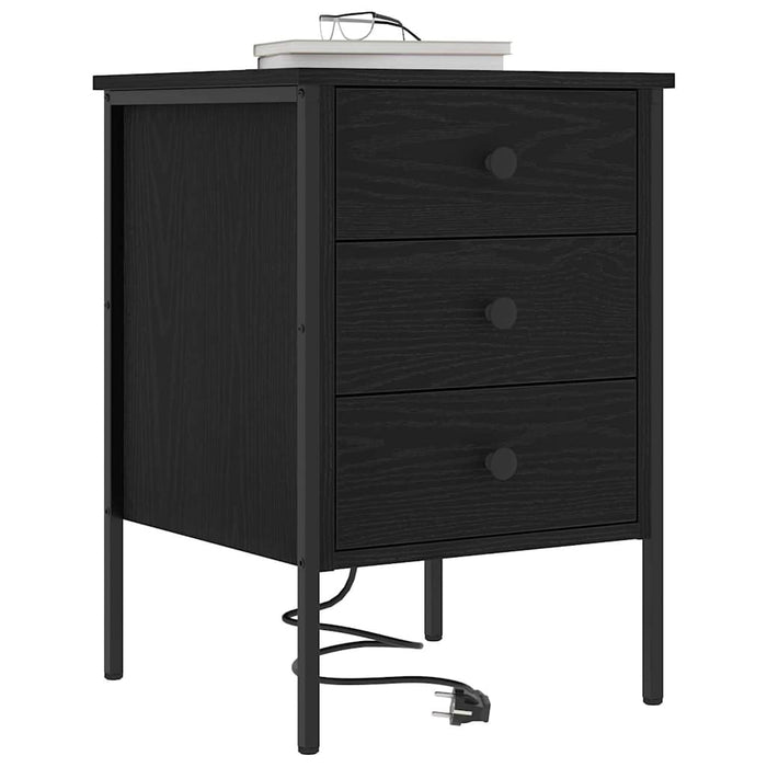 Dulap de noapte Stejar Negru 42 x 41 x 61 cm Lemn compozit - WALTI WALTI