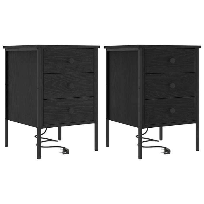 Dulap de noapte cu sertar 2 pcs Stejar Negru 42 x 41 x 61 cm - WALTI WALTI