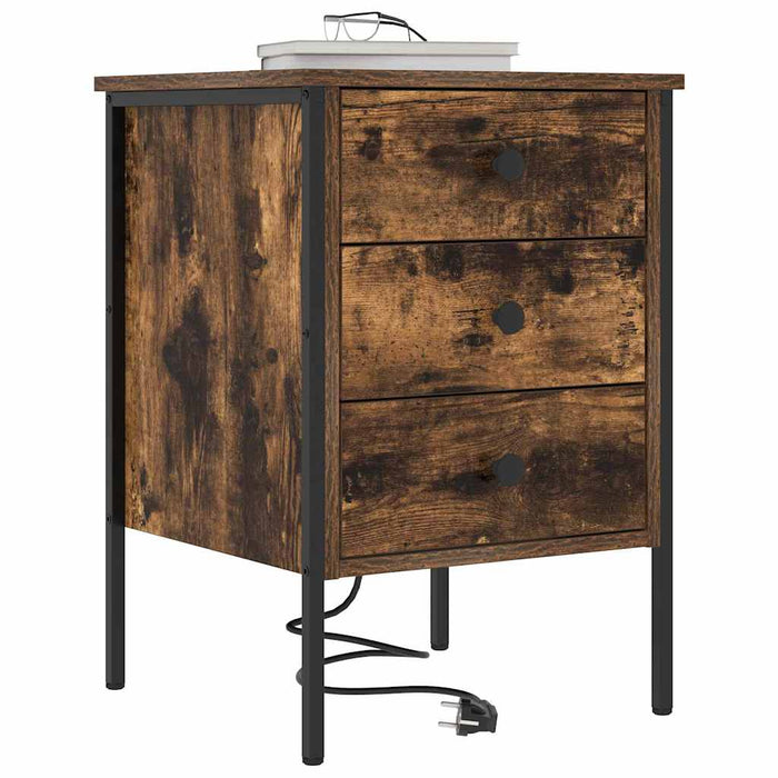 Dulap de noapte Stejar fumuriu 42 x 41 x 61 cm Lemn compozit - WALTI WALTI