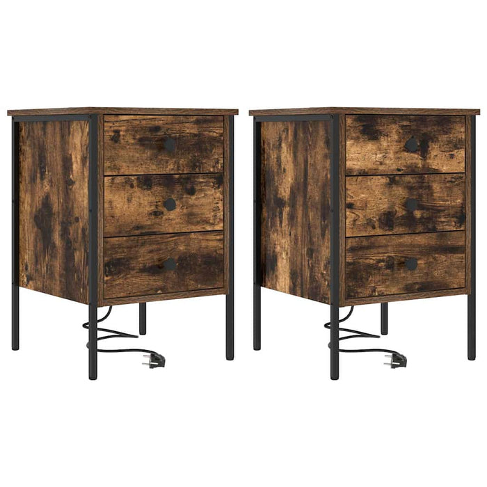 Dulap de noapte cu sertar 2 pcs Stejar fumuriu 42 x 41 x 61 cm - WALTI WALTI