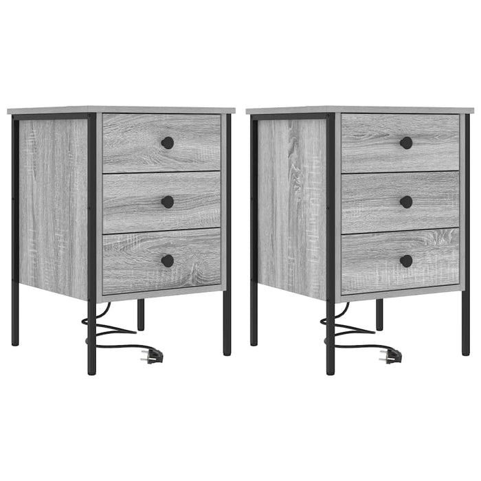 Dulap de noapte 2 pcs Gri Sonoma 42 x 41 x 61 cm Lemn compozit - WALTI WALTI